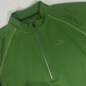 LL Bean Men's Comfort Cycling Jersey Short Sleeve Green Gray Size Large‎